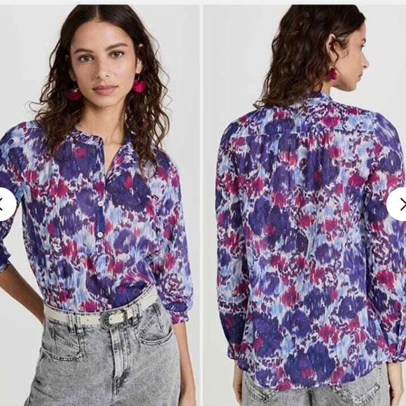 Isabel Marant Etoile Maria Ikat Floral Button Closure Top Blouse Size 36 NWOT - Picture 1 of 8